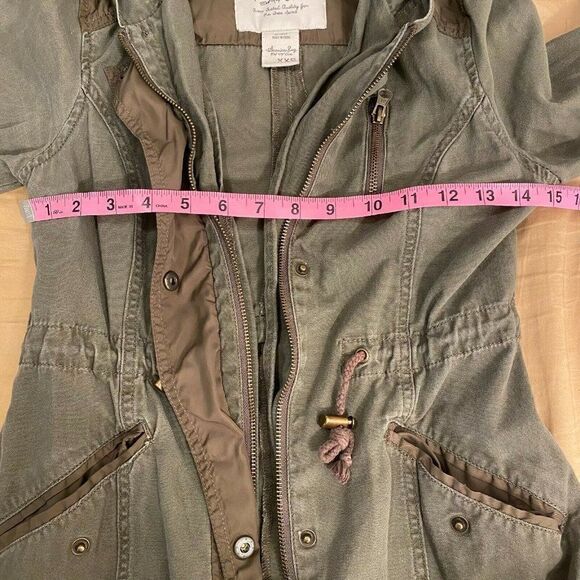 American Rag Cie Womens Brown Long Sleeve Hooded Full Zip Trench Coat Size XXS - Picture 6 of 8